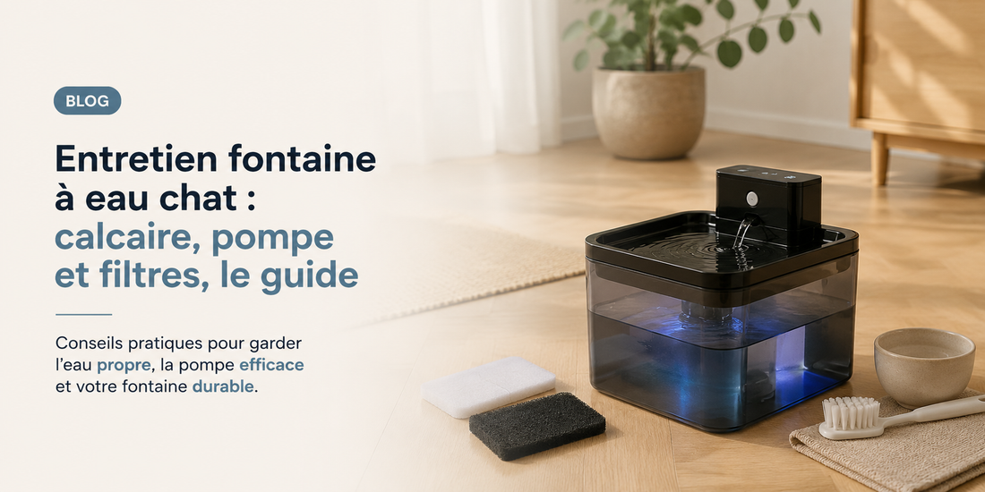 Entretien fontaine à eau chat : calcaire, pompe et filtres, le guide